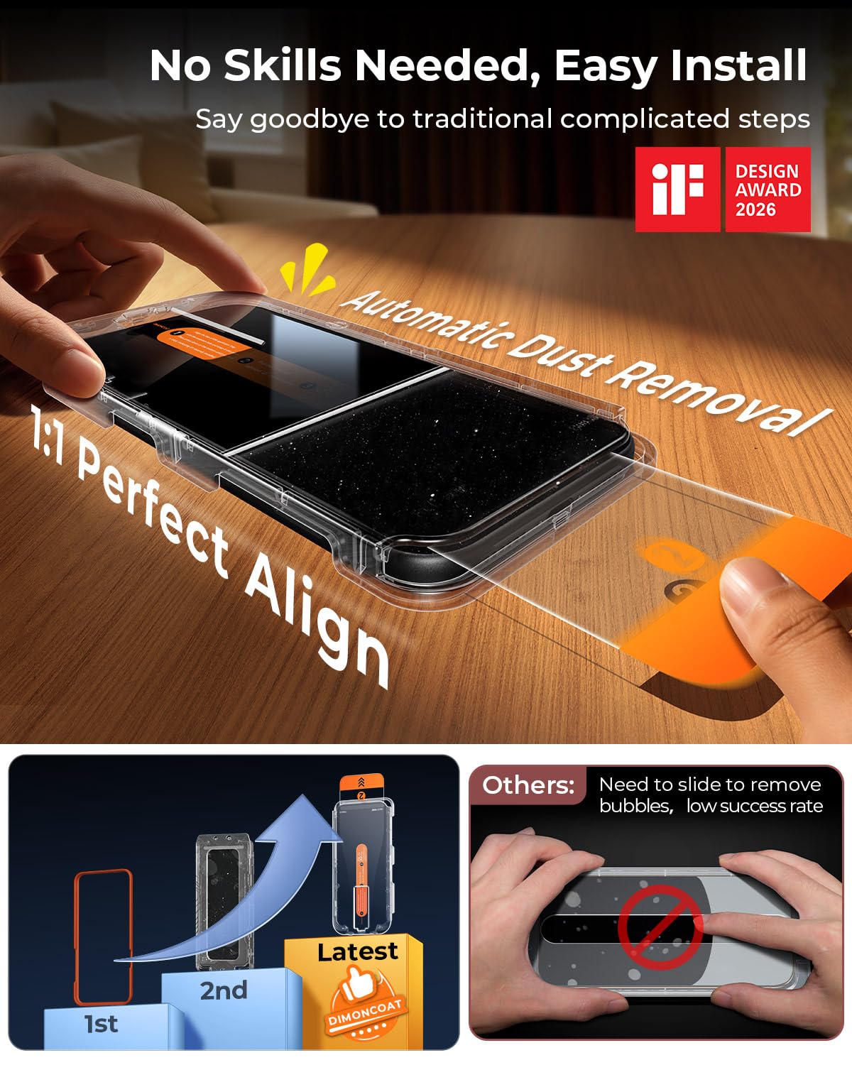 DIMONCOAT Top 9H++ Lot de 2 films protecteurs d'écran pour Phone 18 Pro