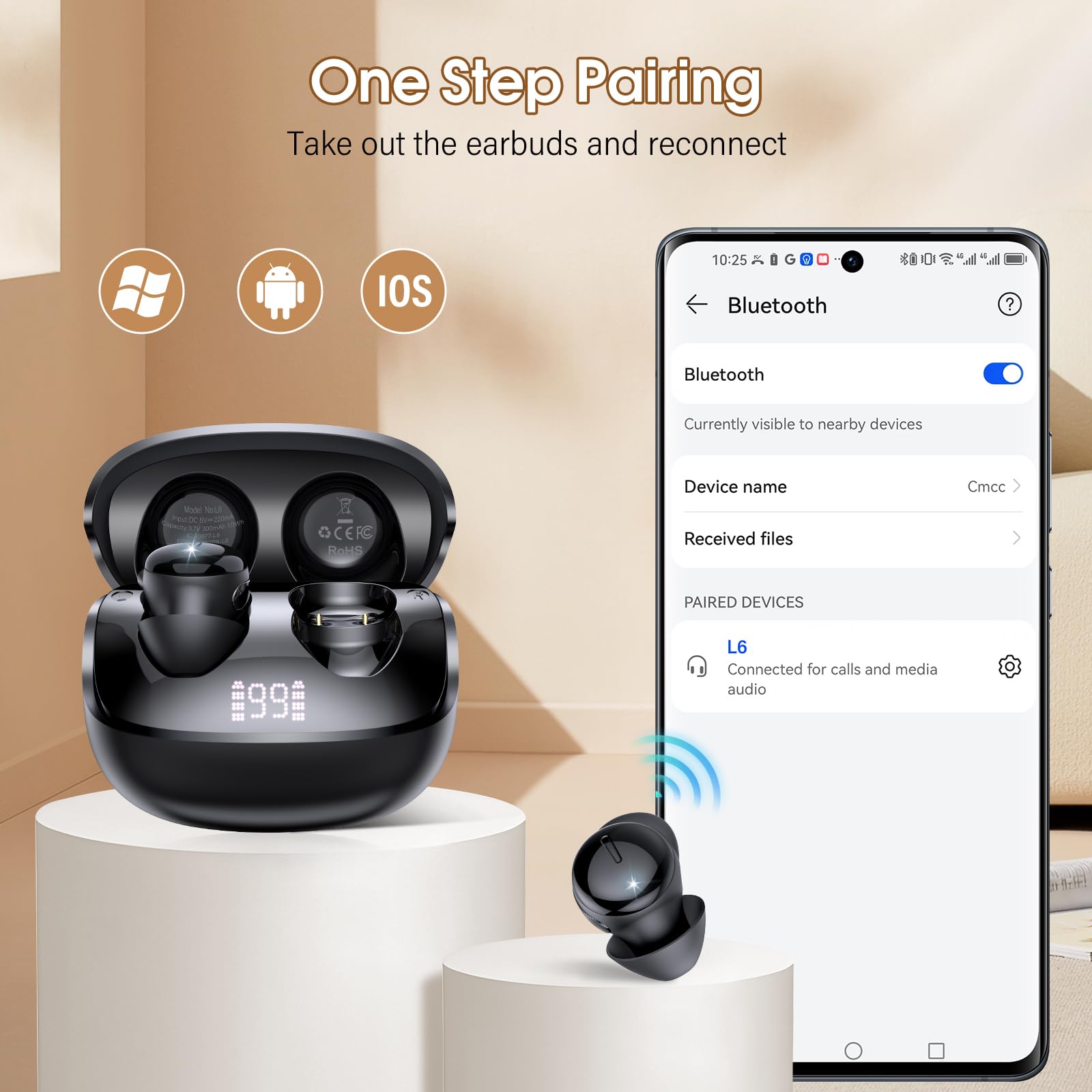 Auriculares para Dormir, inalámbricos Bluetooth 5.4 Mini Auriculares para Dormir de Lado, Silicona líquida/Ruido Blanco, Audífonos Bluetooth para Dormir para Entrenar, Trabajar, Viajar, Negro