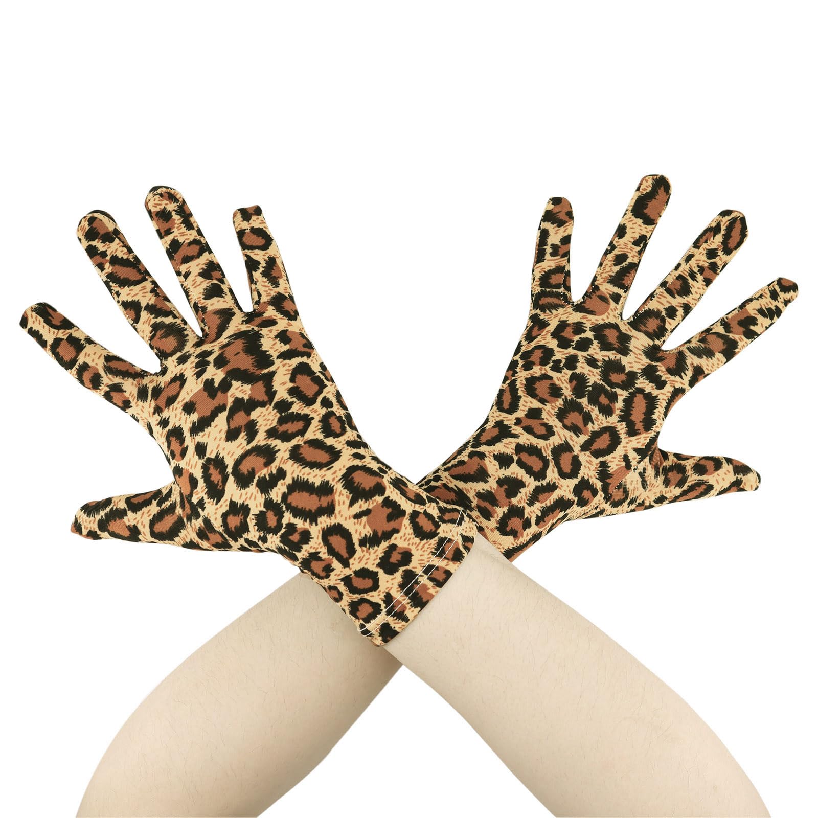 Aniler Unisex Wrist Length Full Finger Costume Stretchy Gloves, Leopard, One size โ image 1
