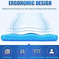 Vista 4 de Cojín de gel para asiento de larga duración para alivio de la presión (super grande y grueso) - Cojín para silla de ruedas para úlceras por presión