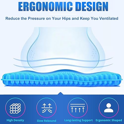 Miniatura 4 de Cojín de asiento de gel para alivio de presión sentado durante mucho tiempo (súper grande y grueso), cojín para silla de ruedas para úlceras por