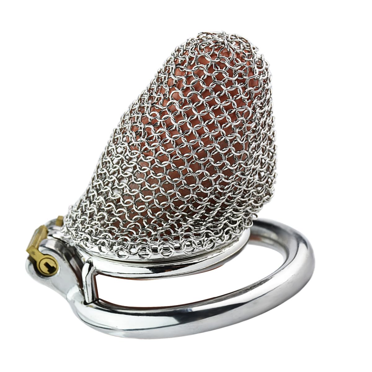 AAKOMA Cage de chasteté ventilée en acier inoxydable avec chaîne en filet, dispositif de chasteté, facile à porter, jouets sexuels d'exercice pour pénis SM masculin adulte - Anneau circulaire 45 mm