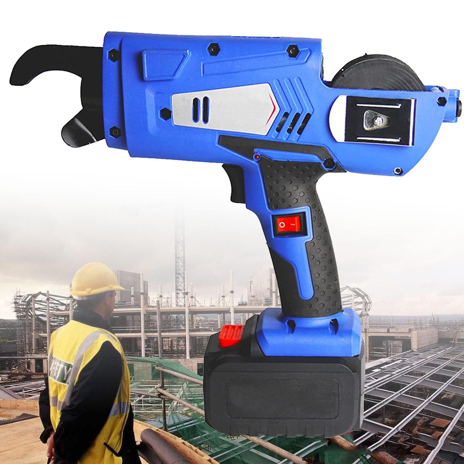 Aserzenith 1 Rebar Tying Machine,Automatic Strapping Tool,Electric Rebar Tying Tool,3200Mah 0.8S Tying Time Wide 8-34Mm Banding Range,Rechargeable Handheld Steel Bar Rod Tying Binding Tool