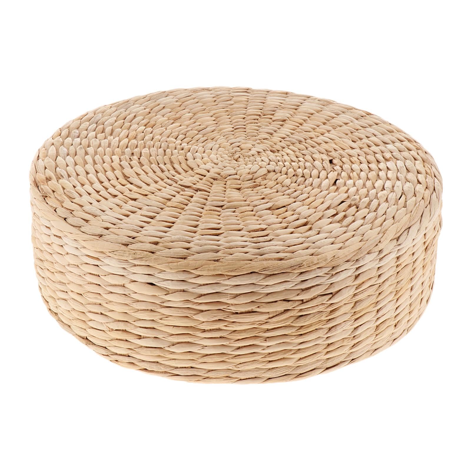 Woven Straw Flat Seat Cushion Round Floor Pillow for Patio Fireplace Balcony 40cmx10cm-image-22