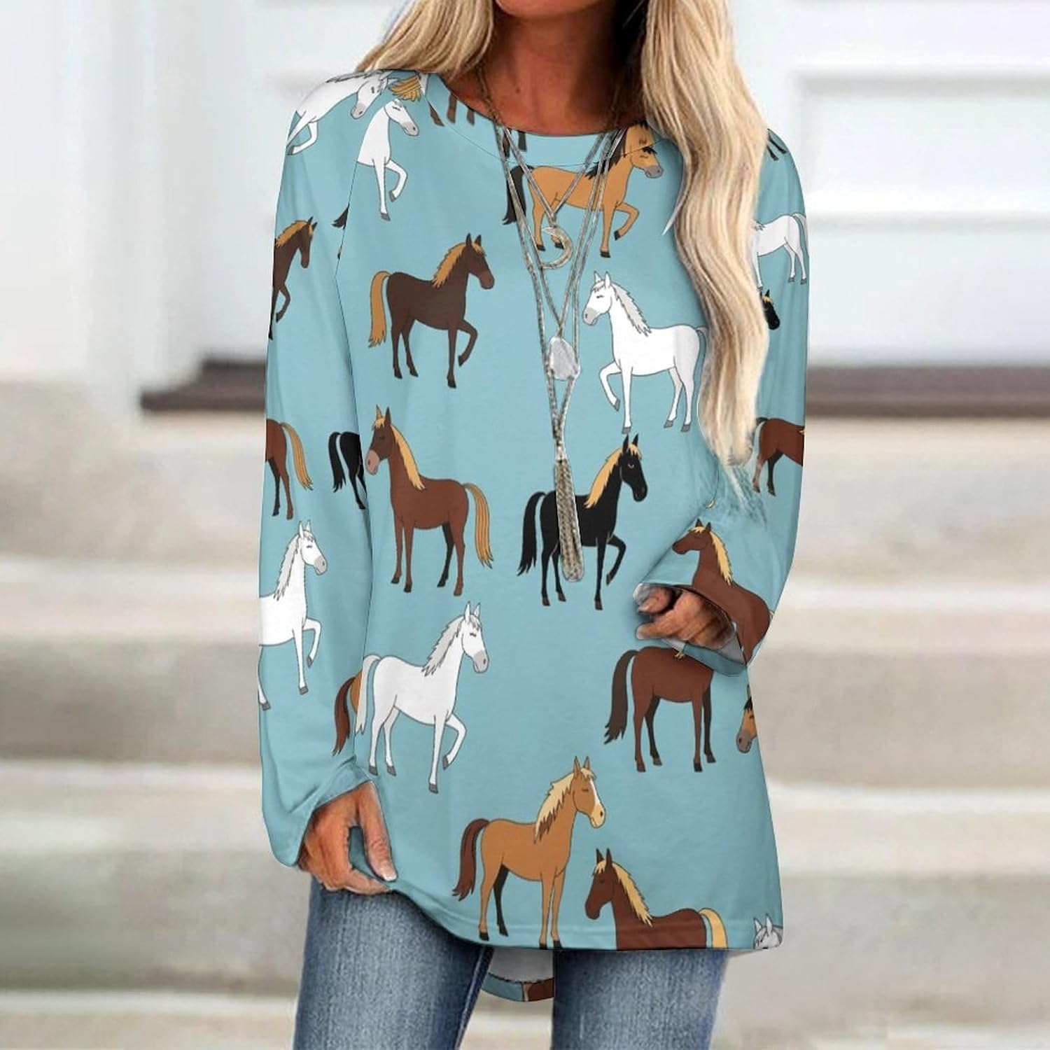 Women's Raglan Long Sleeve T-Shirt Casual Crewneck Blouse, Soft Basic Long Top