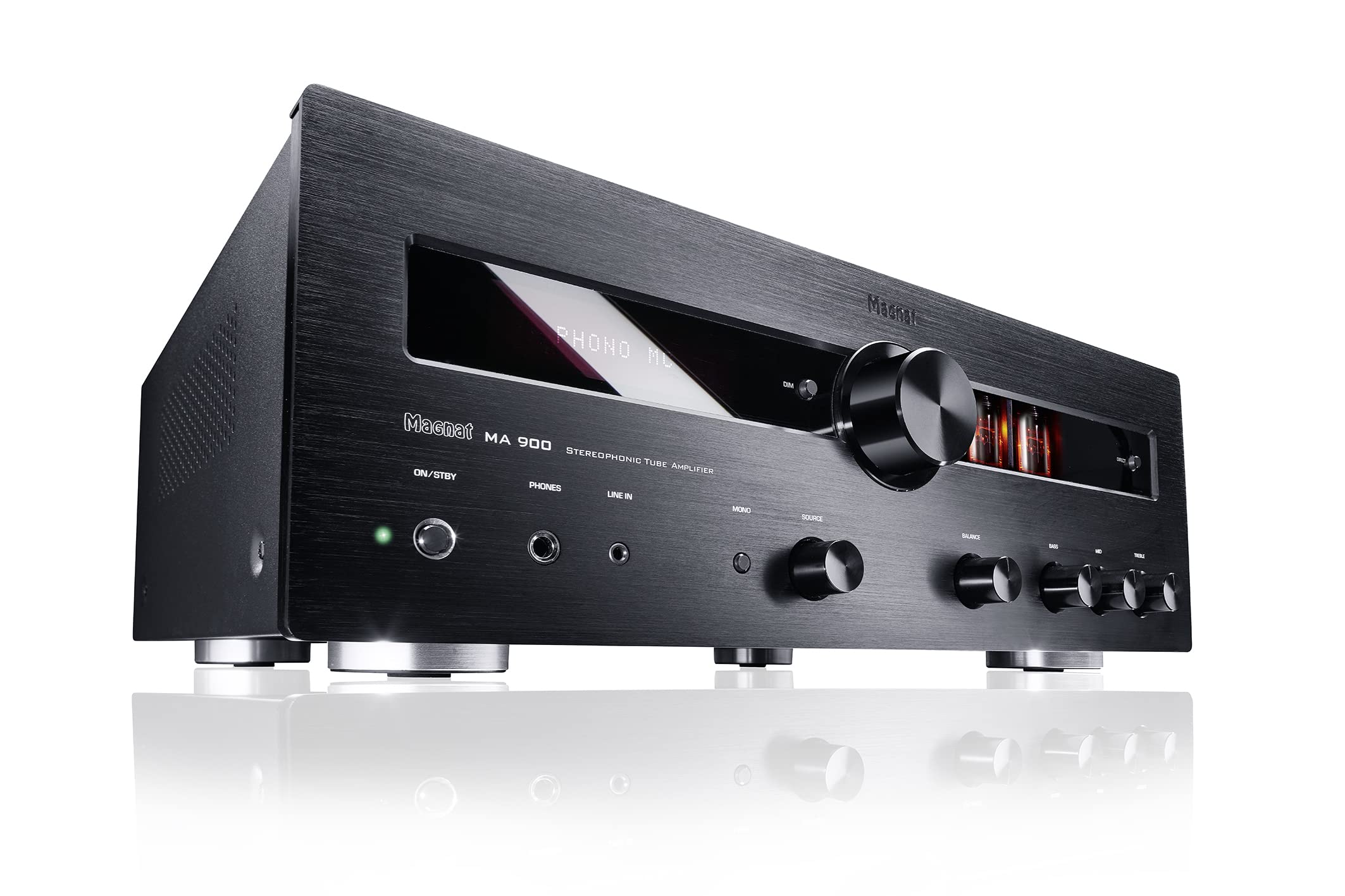 Magnat MA 900, robuster Stereo Hybrid-Verstärker mit hochwertiger Aluminium-Front und hoher Ausgangsleistung für perfekten Stereoklang (Black)
