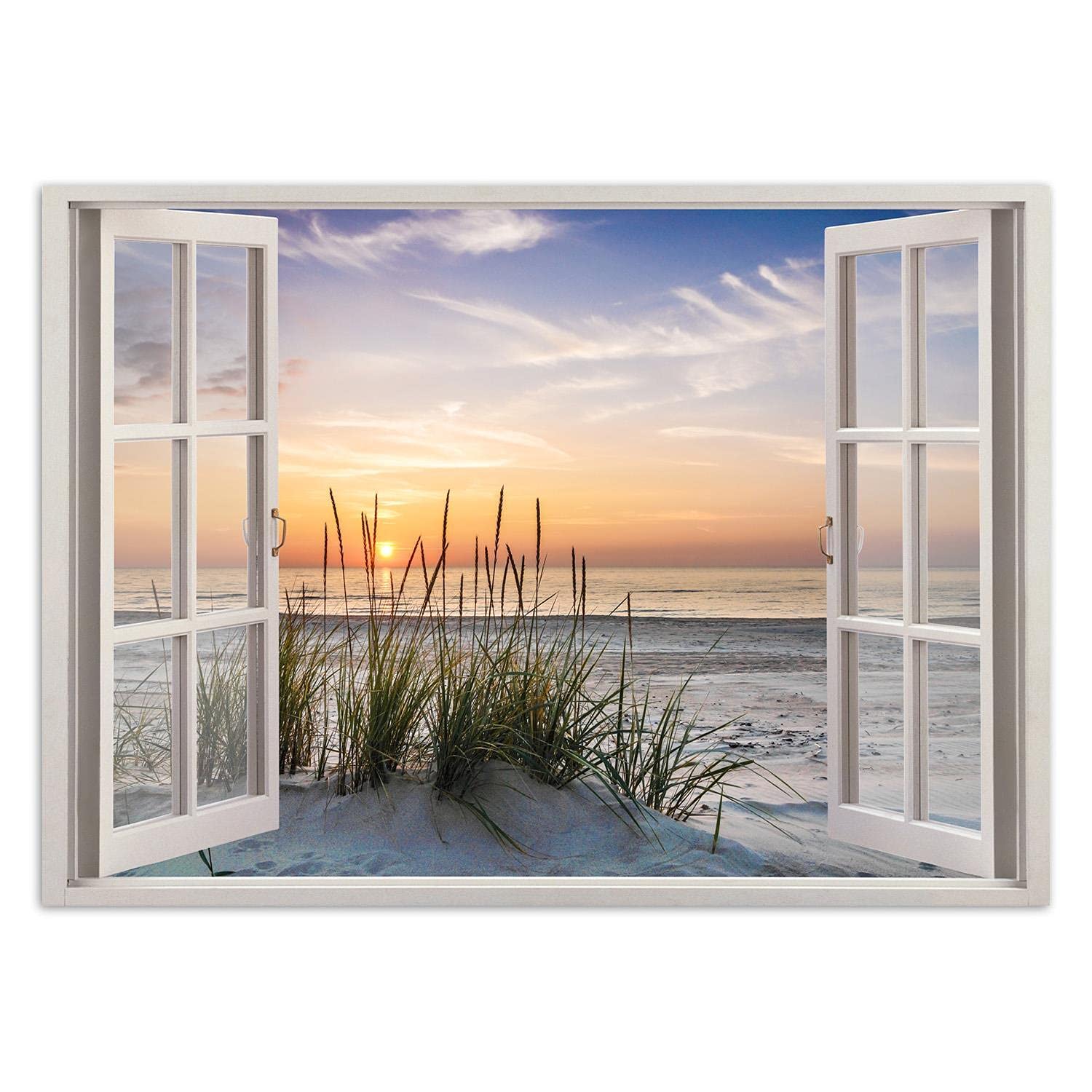 Feeby - 3d Tapete - Fensterblick - 210x150 cm, Fototapete Schlafzimmer - Deko Wohnzimmer - Wallpaper - Wand Deko - Wandtapete XXL - Tapete - Wanddeko - Vliestapete - Landschaft