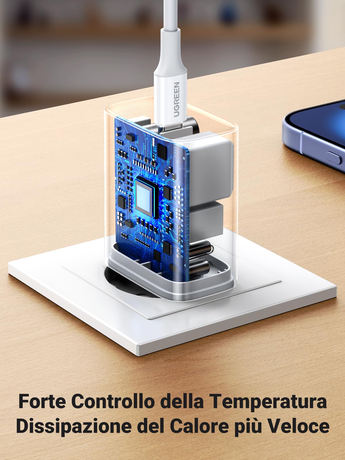 PULSE® USB-C Charger 65W with GaN Technology - Ultra Fast Charging 60% in 30 Min - 1m USB-C to USB-C Cable - Compact, Ideal for Traveling - Universal Compatibility for iPhone, Mac