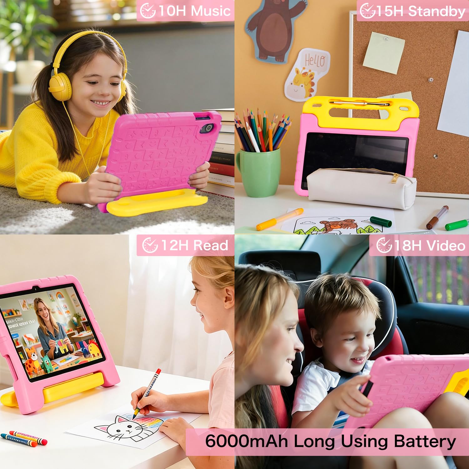 SUMTAB Tablet para Niños 10 Pulgadas Android 15 con 30GB RAM 128GB ROM (mpliable 2 TB), Control Parental, Pantalla IPS HD, GMS Certified, 5G WiFi 6, Protective Antichoque Eva & Estilete
