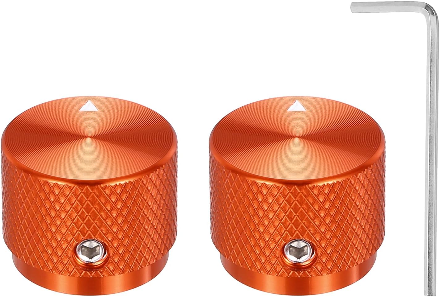 sourcing map 2 Pcs Aluminium Potentiometer Knobs, 1/4" (6mm) Universal Volume Tone Control Knobs with Arrow Indicator for Guitar, 3/5" Red(20x15.5mm)