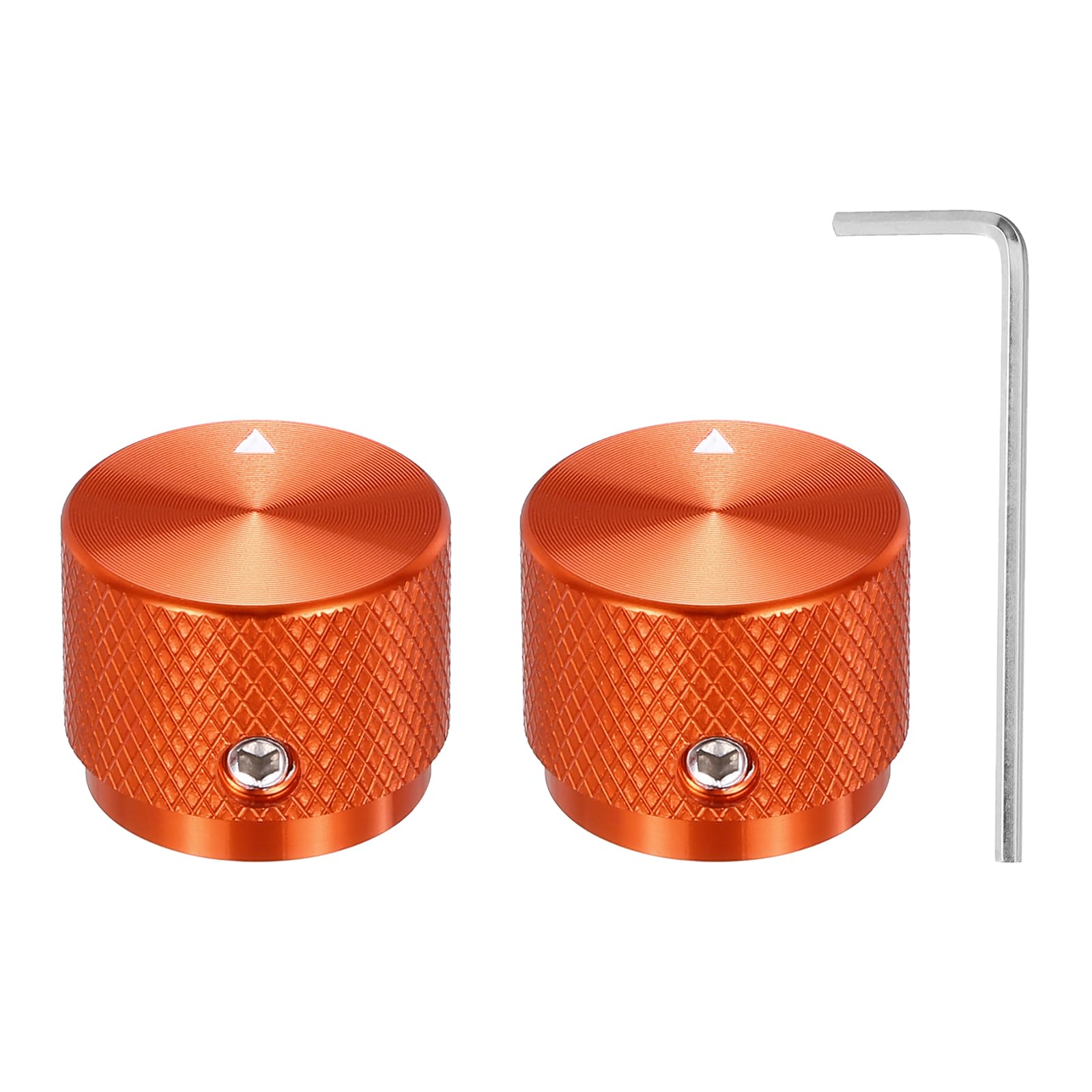 sourcing map 2 Pcs Aluminium Potentiometer Knobs, 1/4" (6mm) Universal Volume Tone Control Knobs with Arrow Indicator for Guitar, 3/5" Red(20x15.5mm)