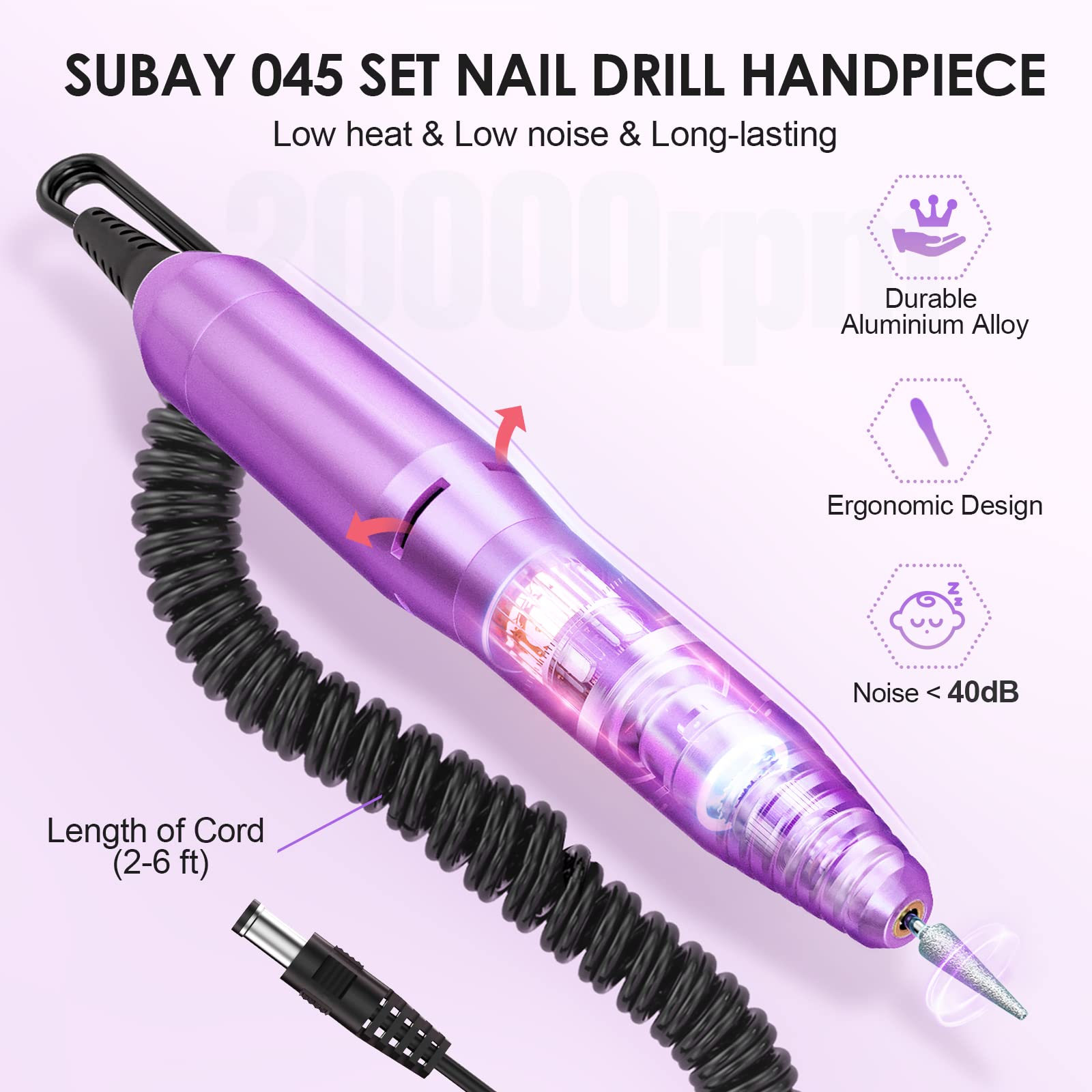 Subay Kit de manucure et pédicure professionnel pour soins des ongles des doigts et des orteils avec 1 paquet de bandes de ponçage (violet)