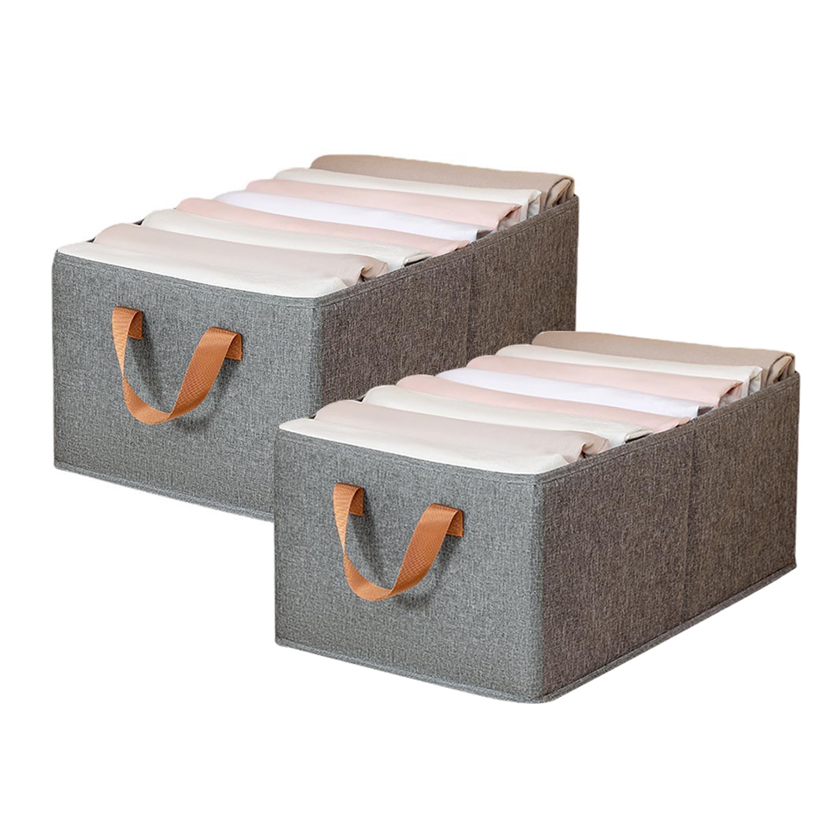 DYOLOKWDrawer Organizer Clothes, 2 Pack Foldable Storage Cubes for Closet, Fabric Baskets Storage Bins Dresser Drawer Dividers for Clothes, Socks-Grey