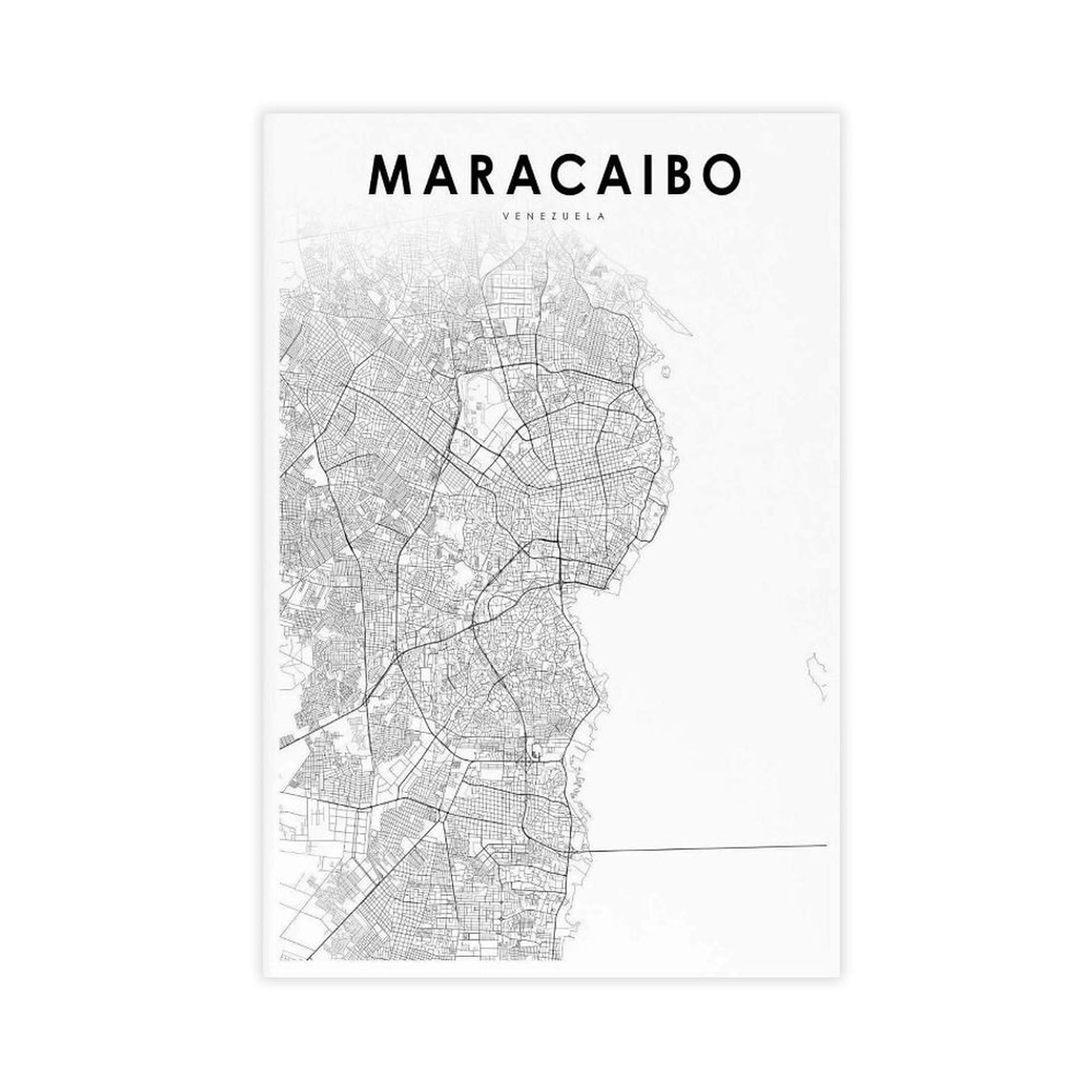 QOGDAF Maracaibo Venezuela Map Canvas Poster Wall Art Decor Print Picture Paintings for Living Room Bedroom Decoration 08x12inch(20x30cm)