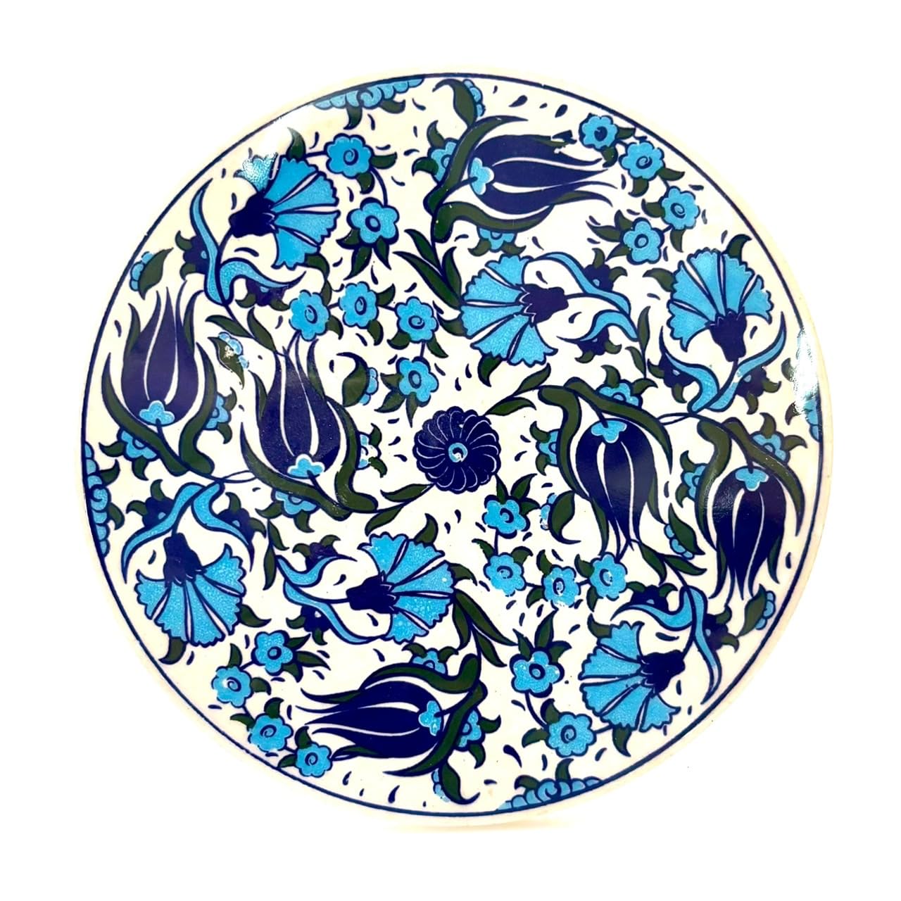 Turkish Ceramic Round Trivet with Ottoman Motif