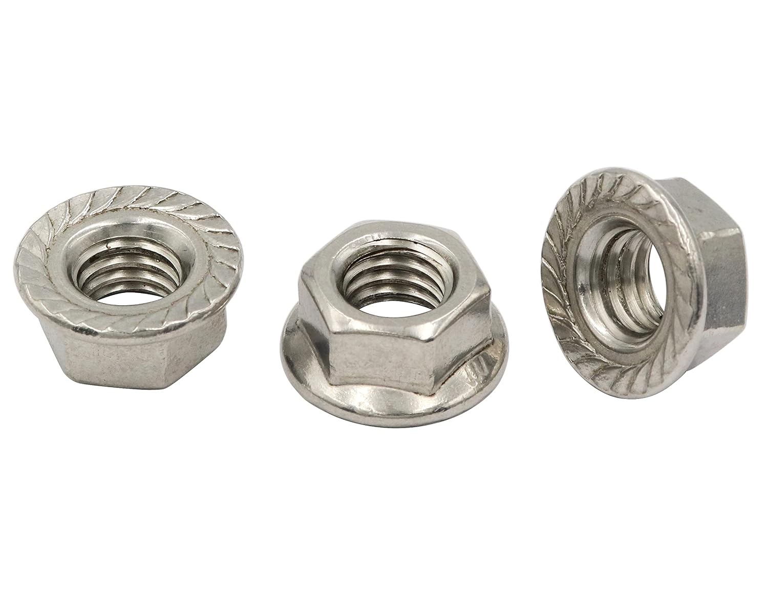 LBY 30pcs Flange Nuts, 3/8-16 Serrated Flange Hex Lock Nuts, 304 Stainless Steel (Silver)