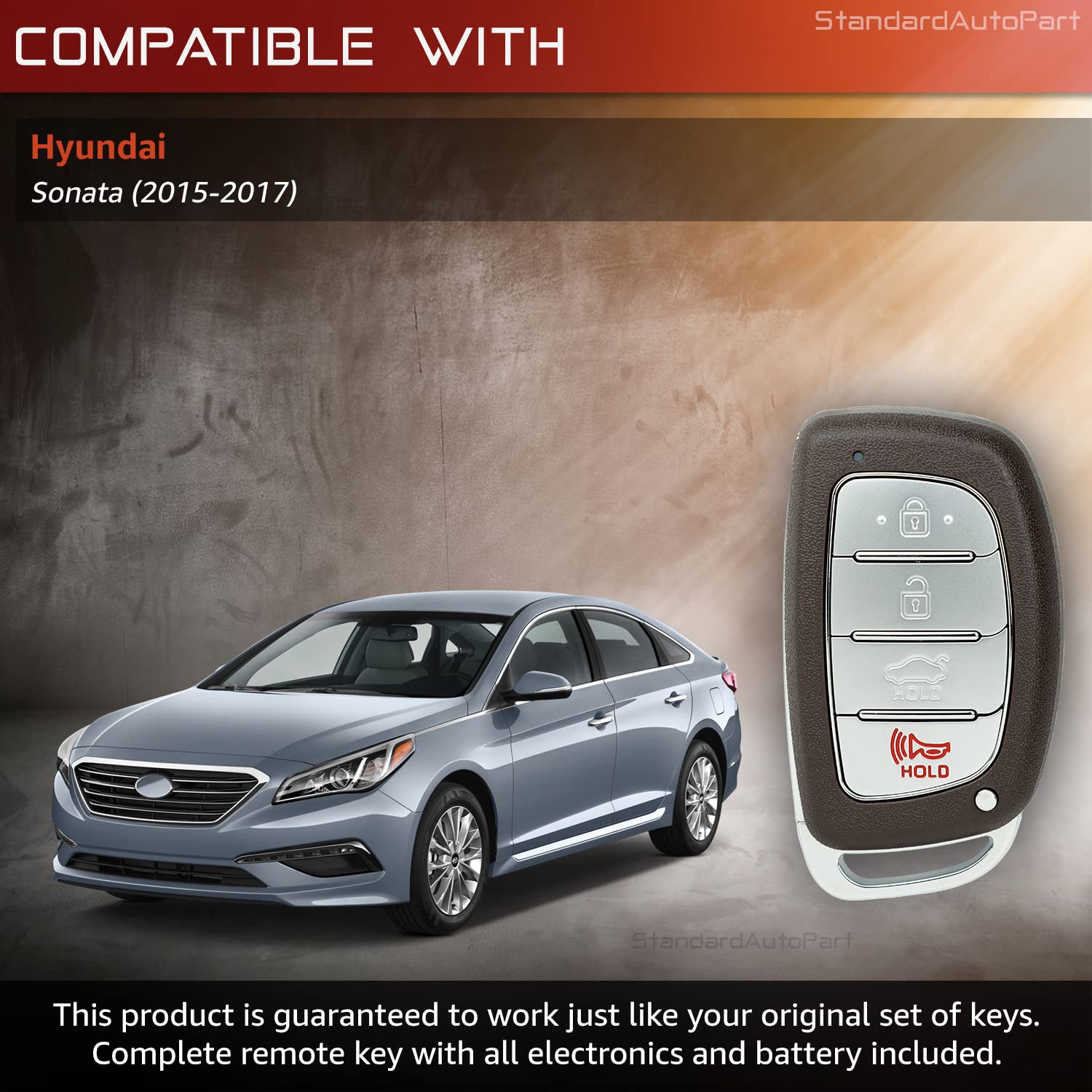 StandardAutoPart Telecomando Smart Key a 4 pulsanti compatibile con Hyundai Sonata 2015 2016 2017 95440-C1001 95440-C1000 CQOFD00120 [433 MHz]