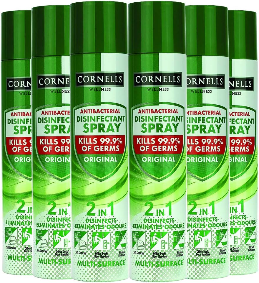 Cornells Wellness Multi-Surface Antibacterial Disinfectant Spray, Original, 300ml Pack of 6