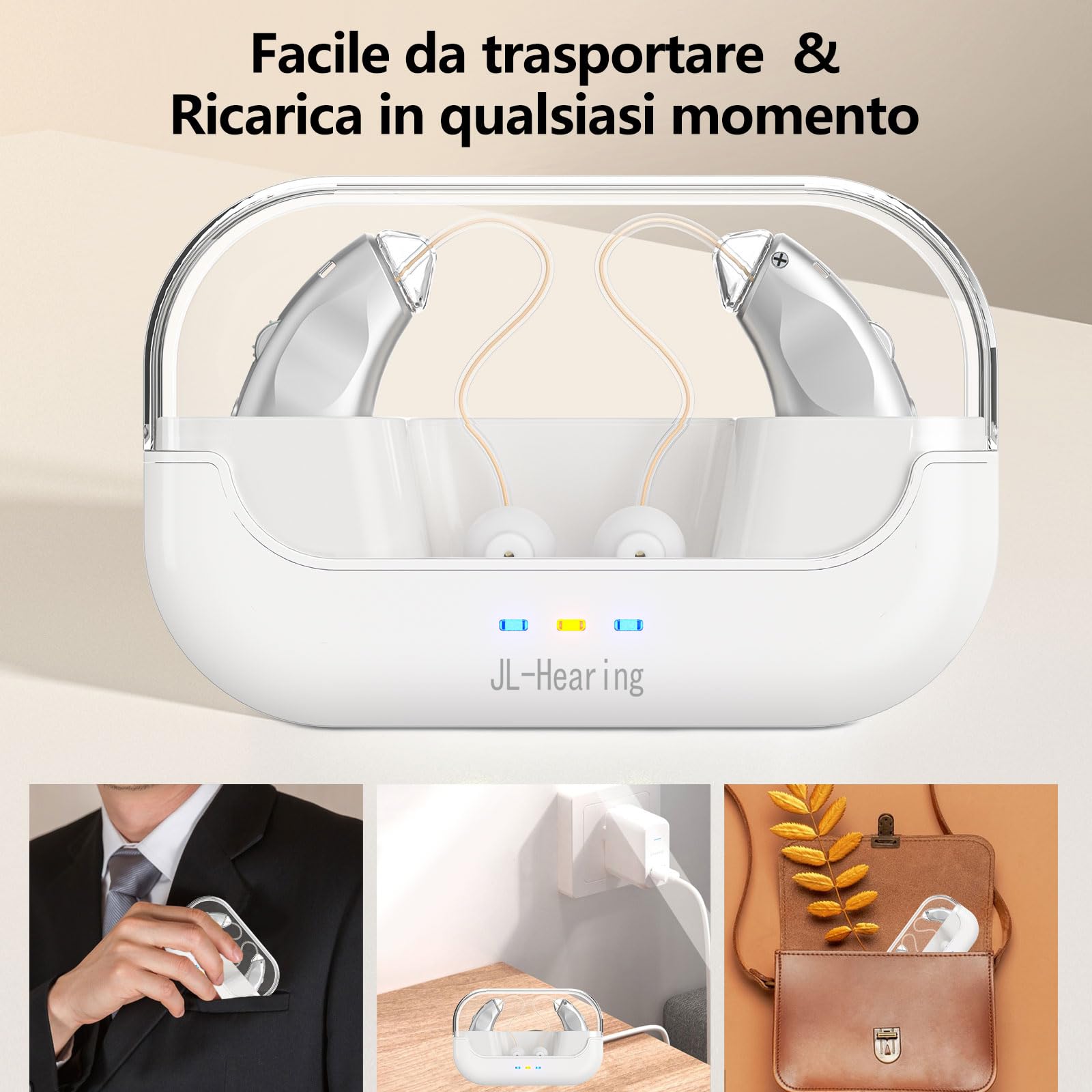 Ricaricabile L'amplificatore audio, con cancellazione del rumore, comodo controllo del volume, argento, discreto da indossare, compatto e leggero
