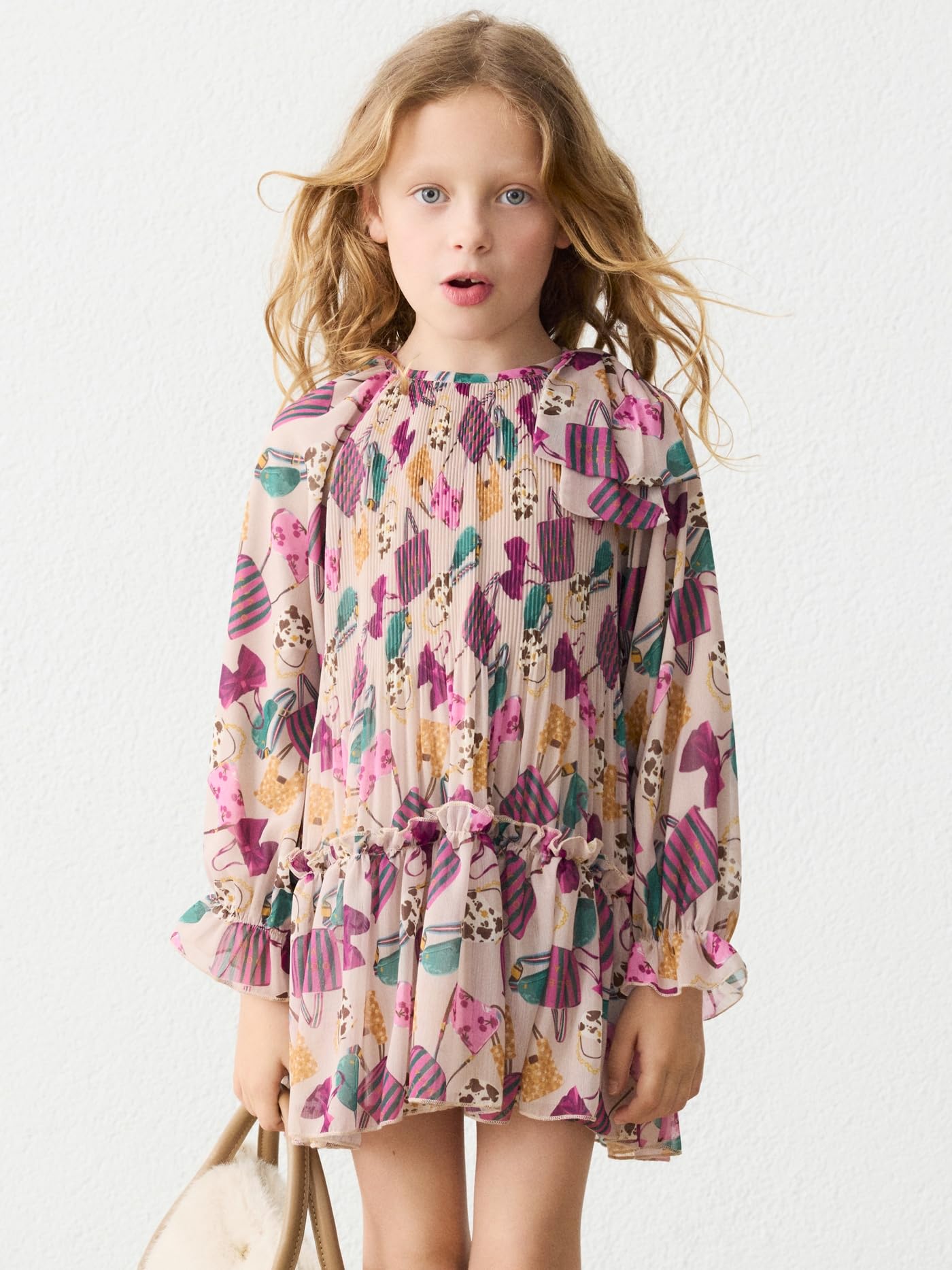 Mayoral Vestido Plisado Estampado para niña Botella