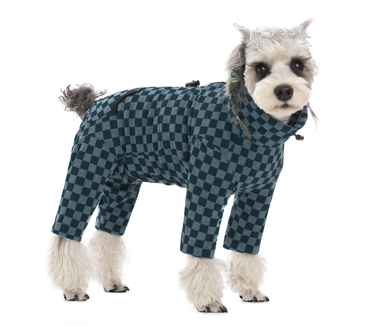 BT Bear Dog Winter Coat, Warm Fleece Dog Cold Weather Coats, Plaid Dog Pajamas, Pullover Dog Jumpsuit