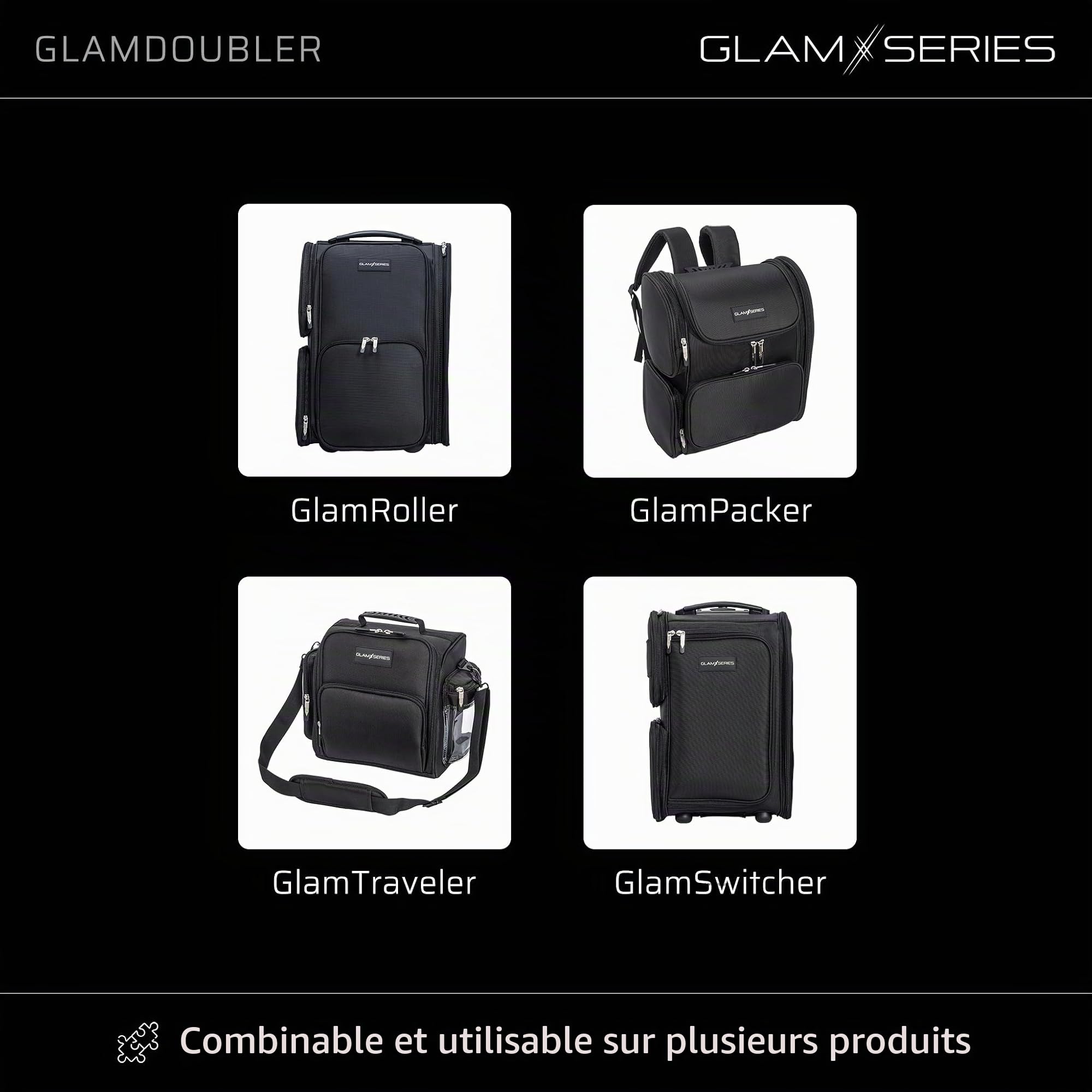 GlamDoubler Trousse à cosmétiques 230 x 120 x 100 mm, Organiseur de Maquillage avec 4 Compartiments Transparents