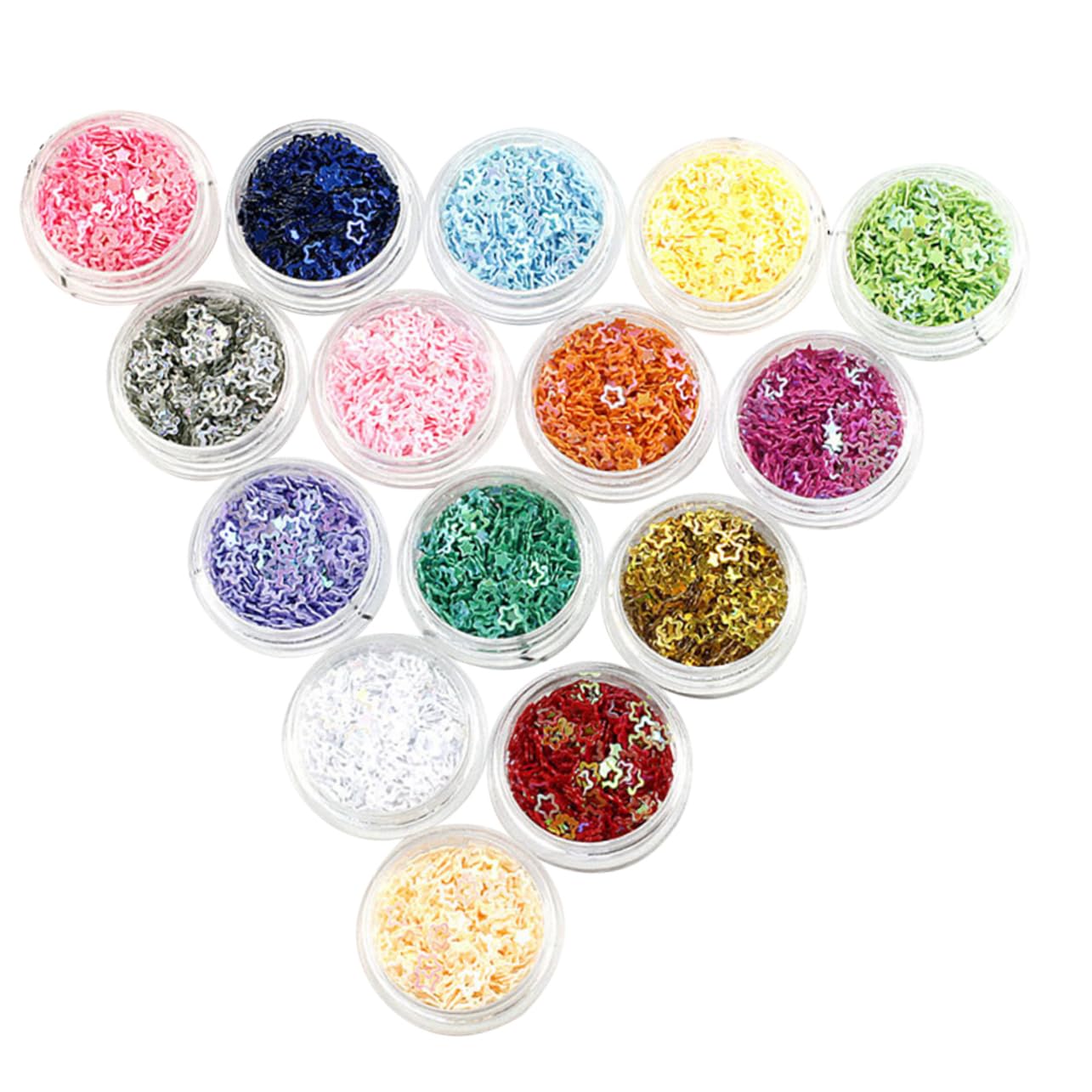 Healeved 32 Scatole glitter stella a cinque punte gel unghie primer unghie glitter per unghie glitter per il corpo glitter per il viso glitter per il trucco scintillio festivo paillettes