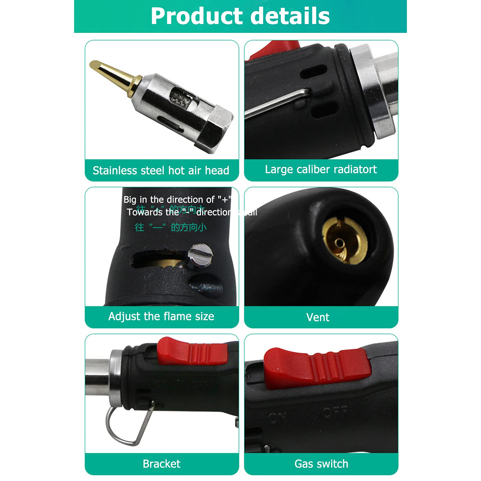 Vobor 3 en 1 Soldador de gas butano Kit de pluma de soldador Temperatura portátil Herramienta de soplete de soldadura ajustable
