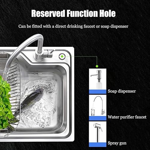 Miniatura 6 de Fregadero de jardín al aire libre, canal único, pequeño fregadero de acero inoxidable para lavado de cocina comercial con estante de almacenamiento