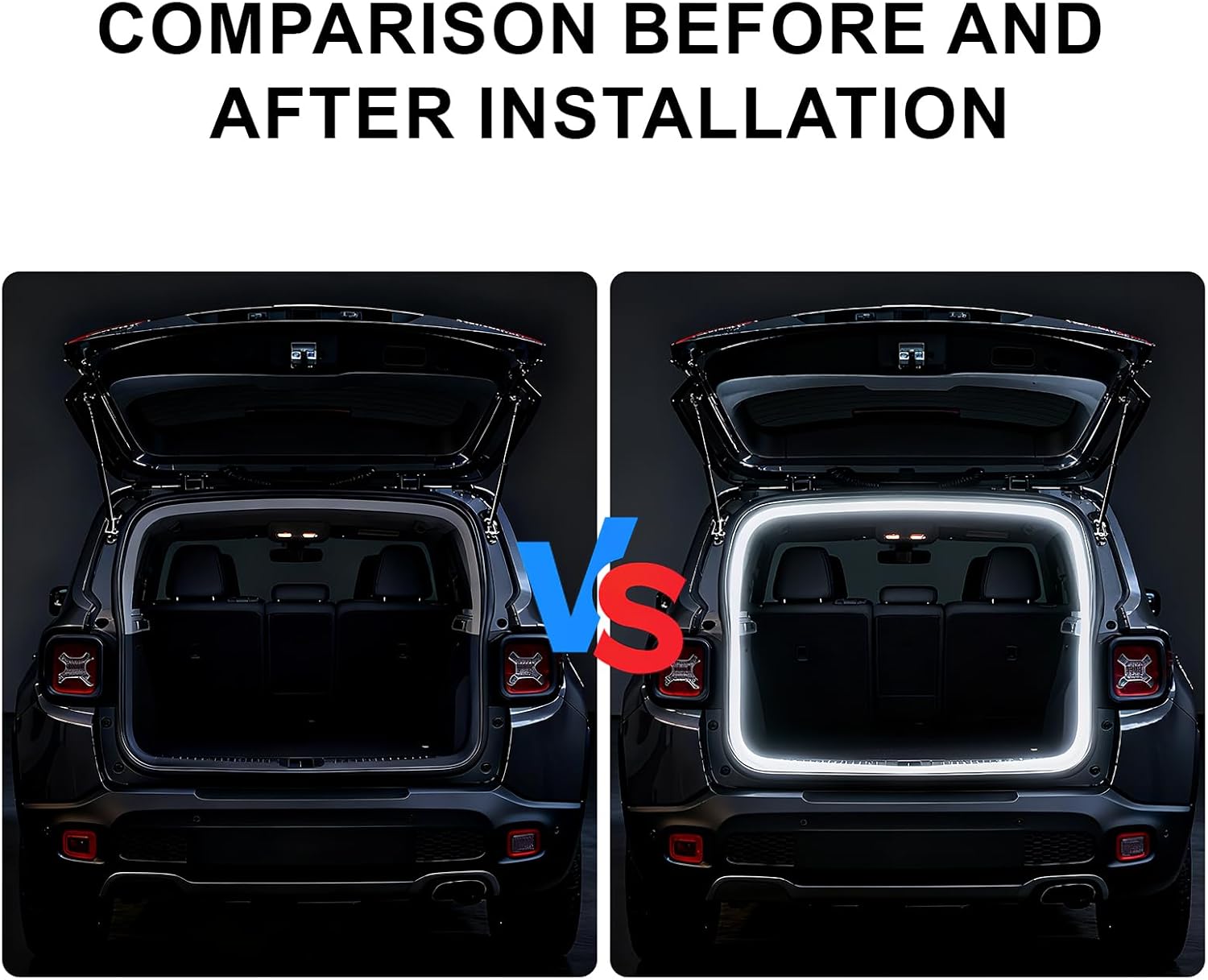 Trunk Light Strip Compatible with 2015-2025 Jeep Renegade Waterproof Silicone Trunk LED Light, White (6000K)