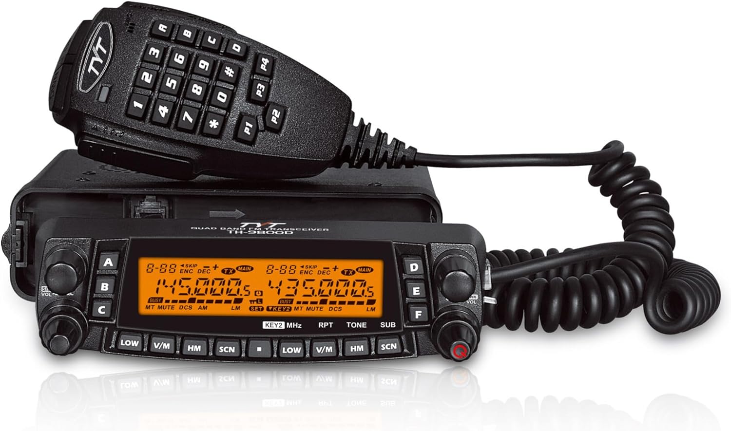 TH-9800D Quad Band 50W Mobile Ham Radio Transceiver, 10M 6M 2M 70CM Amateur Radios, Dual Display, Cross-Band Repeat, Detachable Faceplate