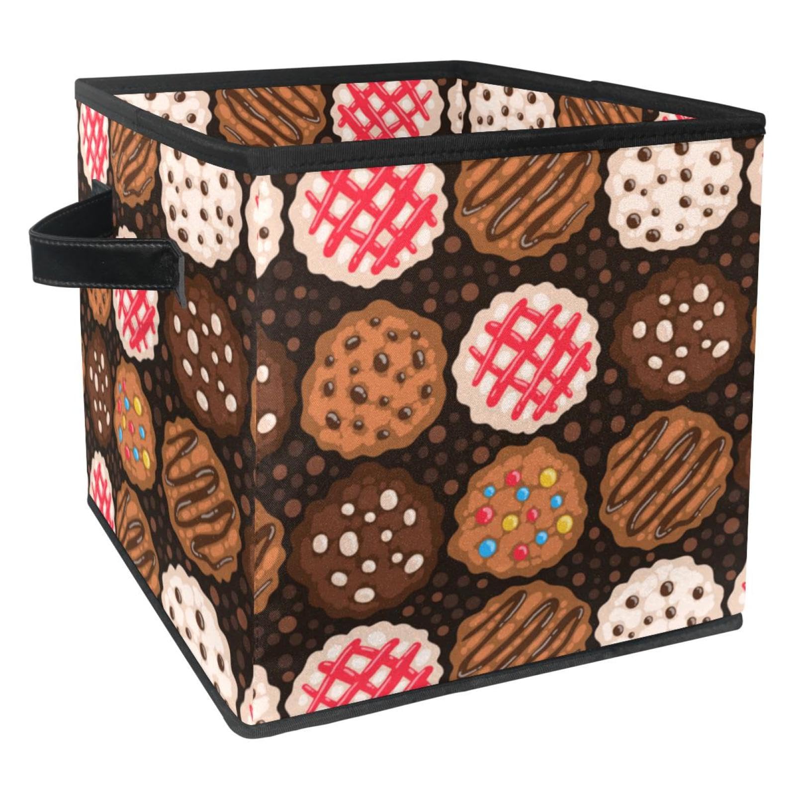 Boîte de rangement motif biscuits design ludique et pliable