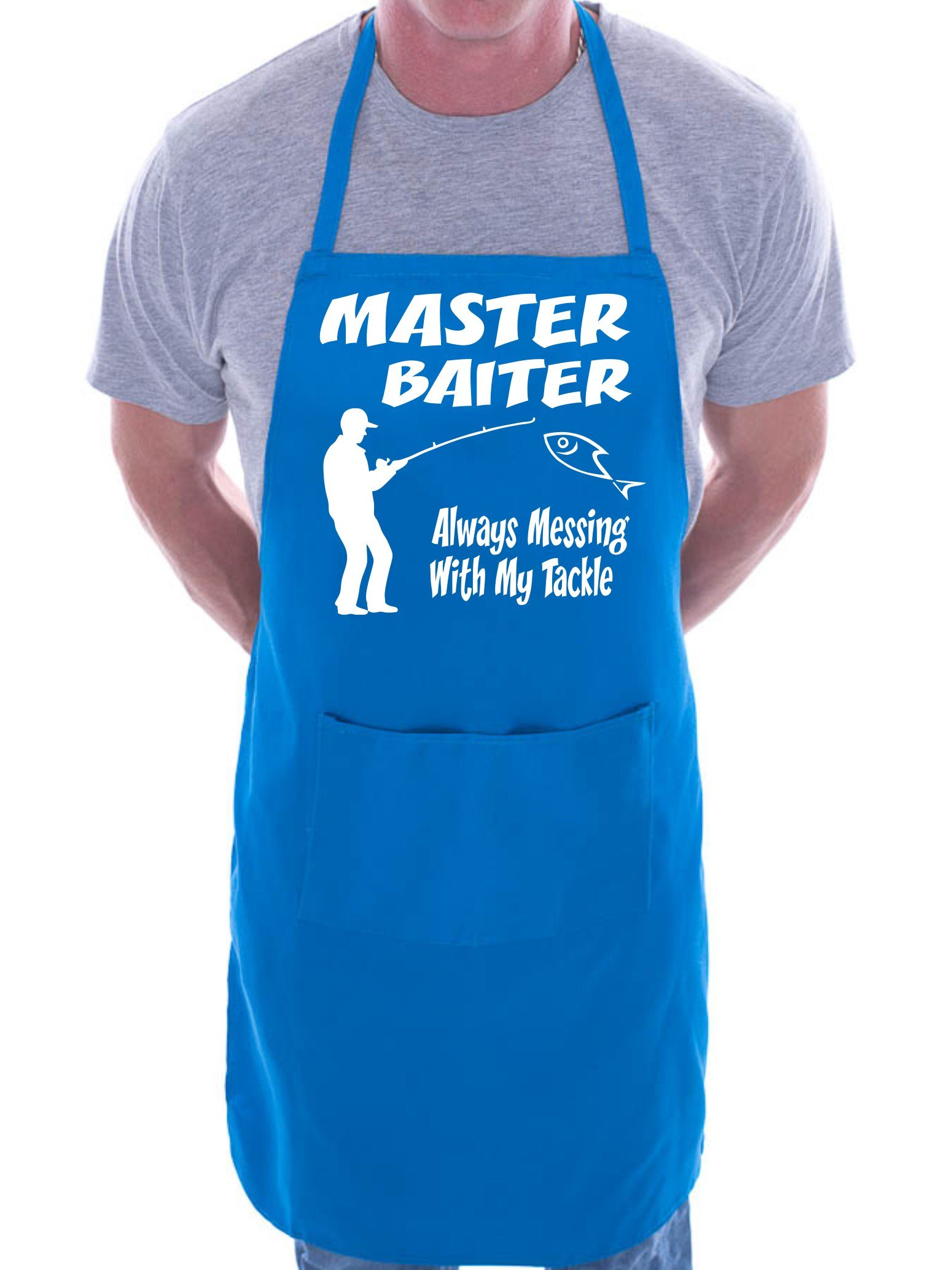 Print4U Master Baiter Fishing BBQ Cooking Funny Novelty Apron Blue