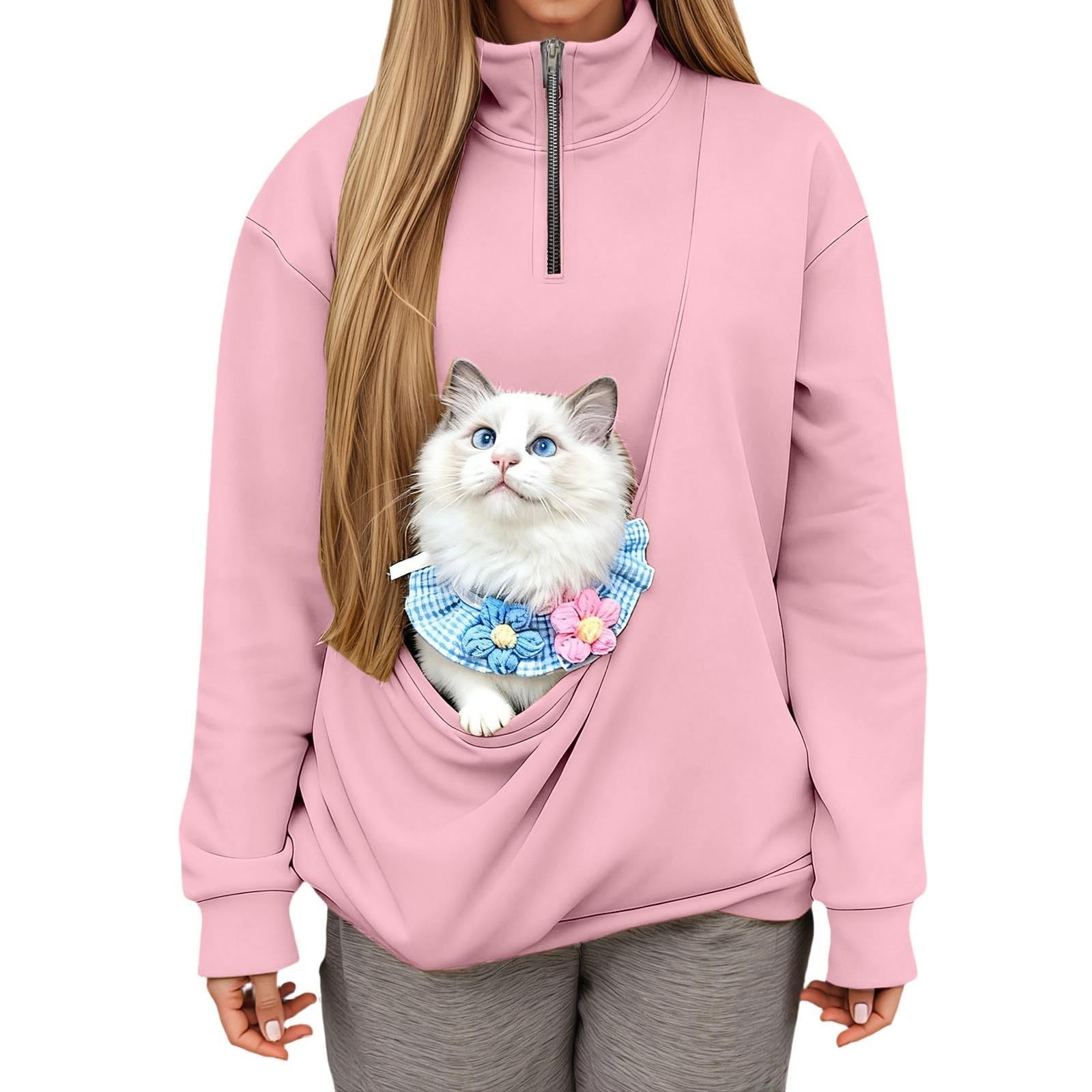 Sudadera con cremallera contra el frío jersey cómodo con bolsillo y soga para llevar gatos XXXL 8