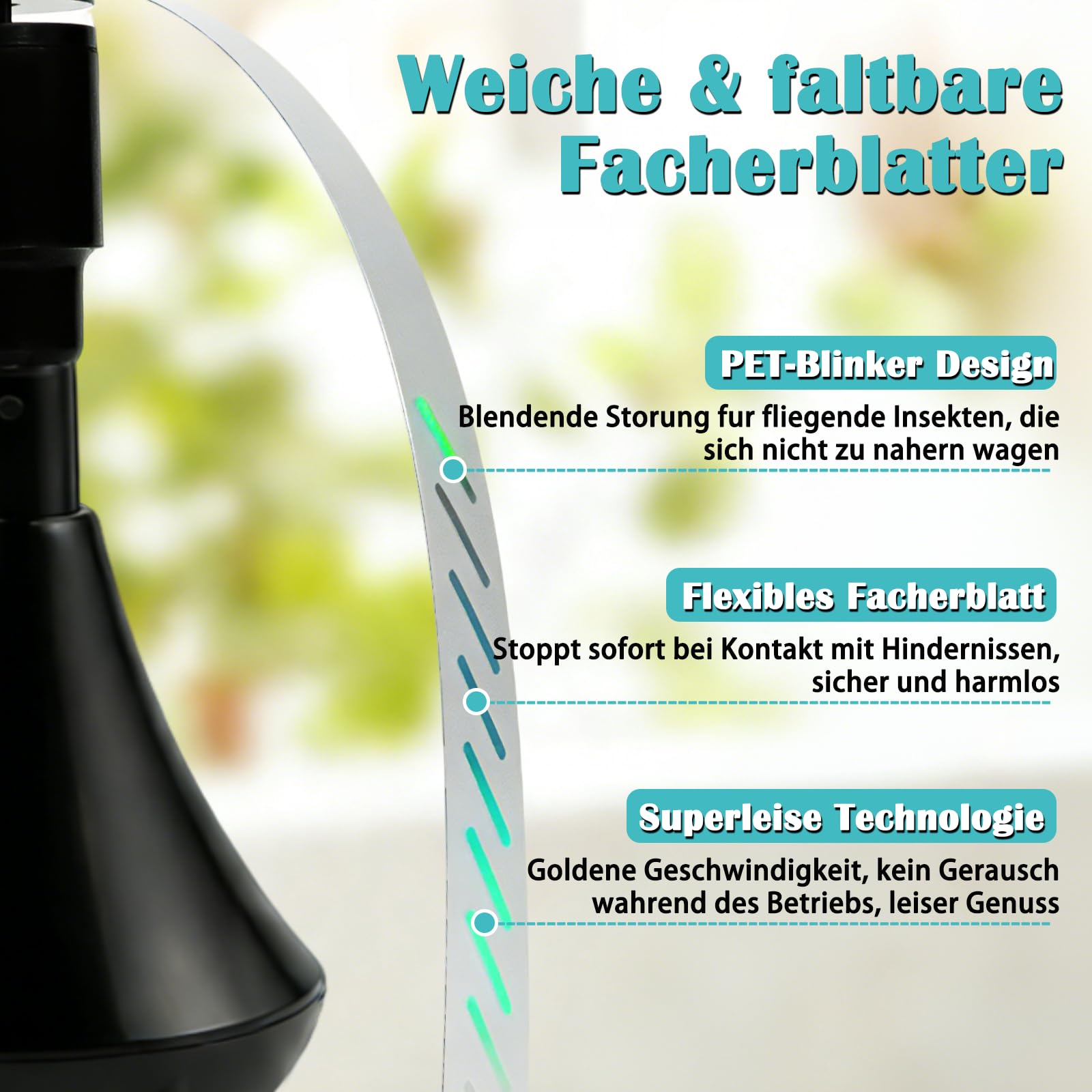 Repellente per Mosche, con USB C, Pieghevole Scaccia Mosche da Tavolo, Ventilatore Repellente Portatile, Fly Repellent Fan, Ventilatore Antizanzare Elettrico, per Esterno Cucina Ristoranti