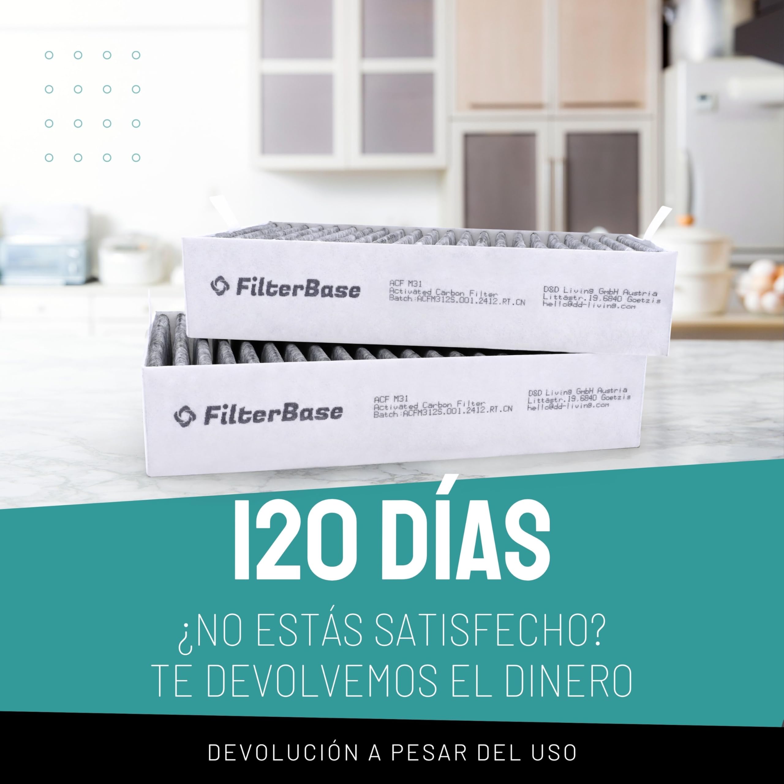 FilterBase Filtro de carbón activo Miele DKF 31-P compatible con campana extractora