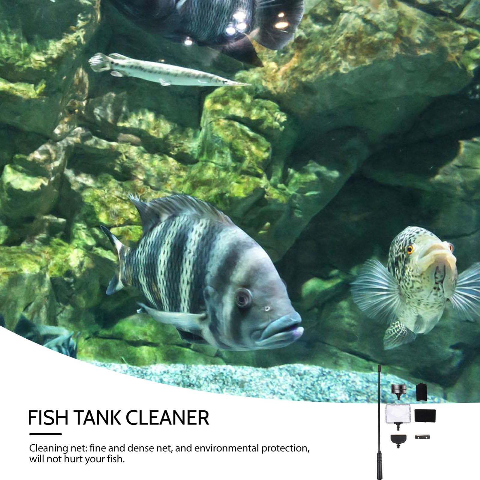 UPKOCH 2 Sätze Aquarium Reinigungsset Fischbehälter Reinigungswerkzeug mit Teleskopstange Einfache Handhabung und Robuste Materialien für Mühelose Pflege Aquariums