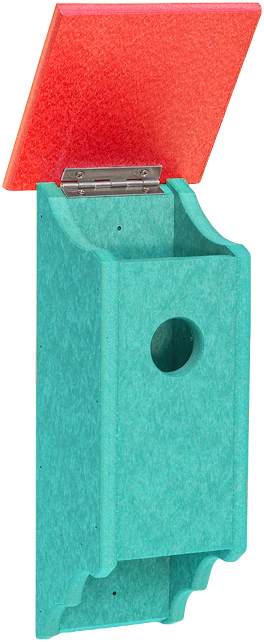 Recycled Plastic Amish Bluebird House, Handcrafted in The USA from Easy to Clean, Eco-Friendly Materials (Red & Aruba Blue)