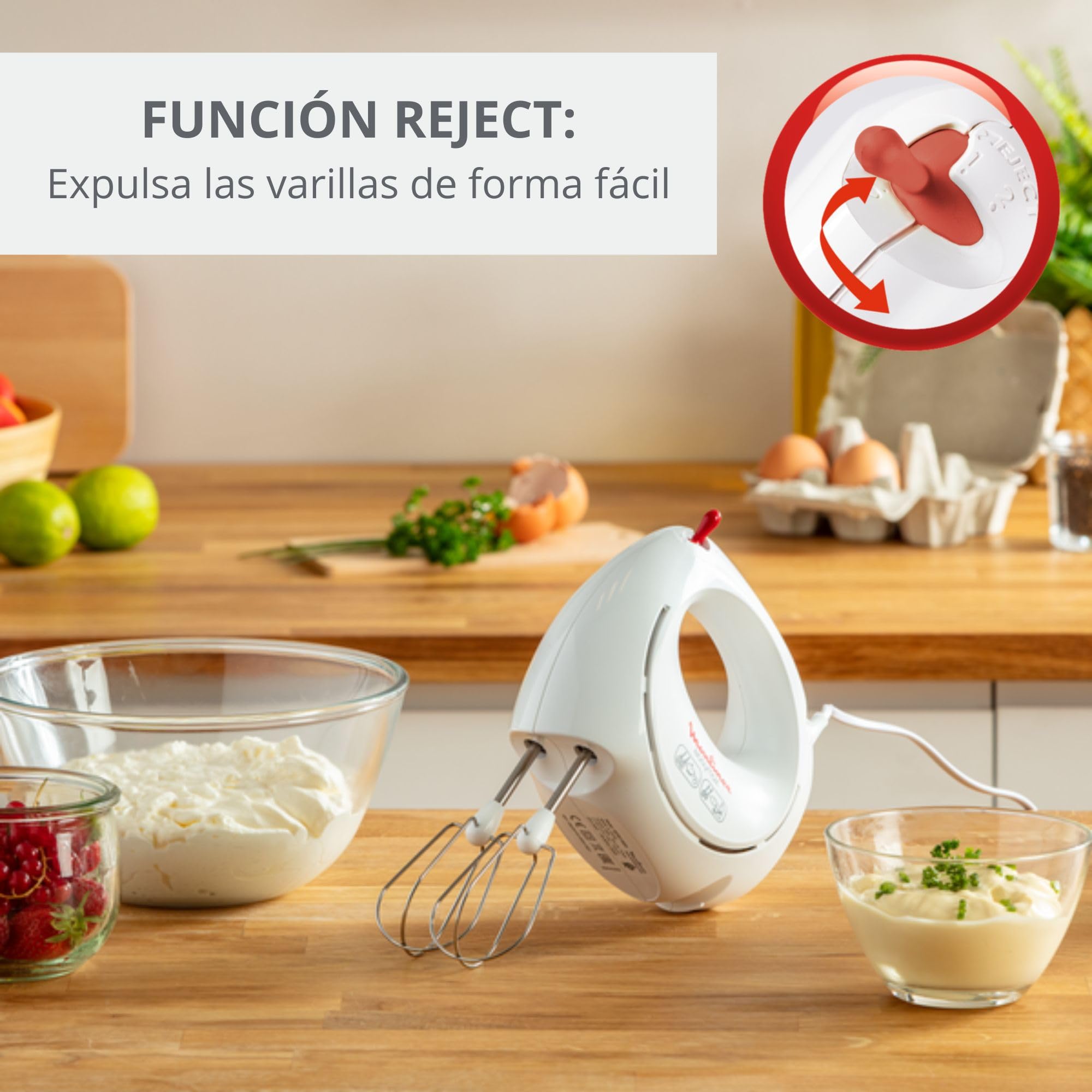 Moulinex Easy Max HM2501B1 - Batidora Amasadora de 200 W con 5 Velocidades. Incluye varillas batidoras y amasadoras
