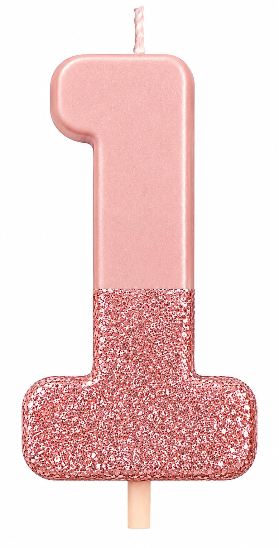 Talking Tables Large Rose Gold Number 1 Candle with Glitter | Premium Quality Cake Topper Decoration | Pretty, Sparkly for Kids, Adults,1st Birthday Party, 18th, 21st, Anniversary, Milestone