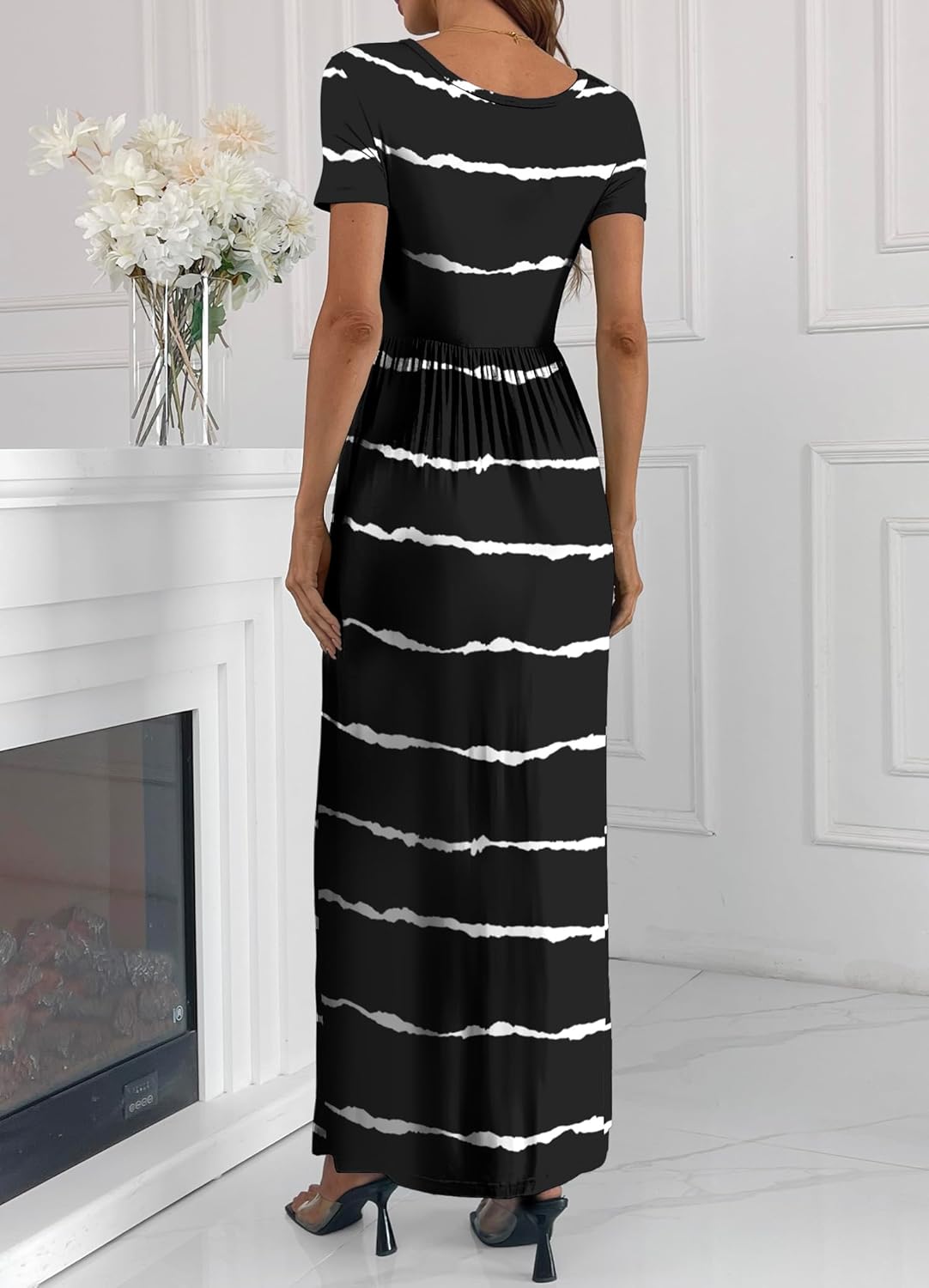 Women's Short/Long Sleeve Loose Plain Long Maxi Casual Dresses with Pockets - Image 3