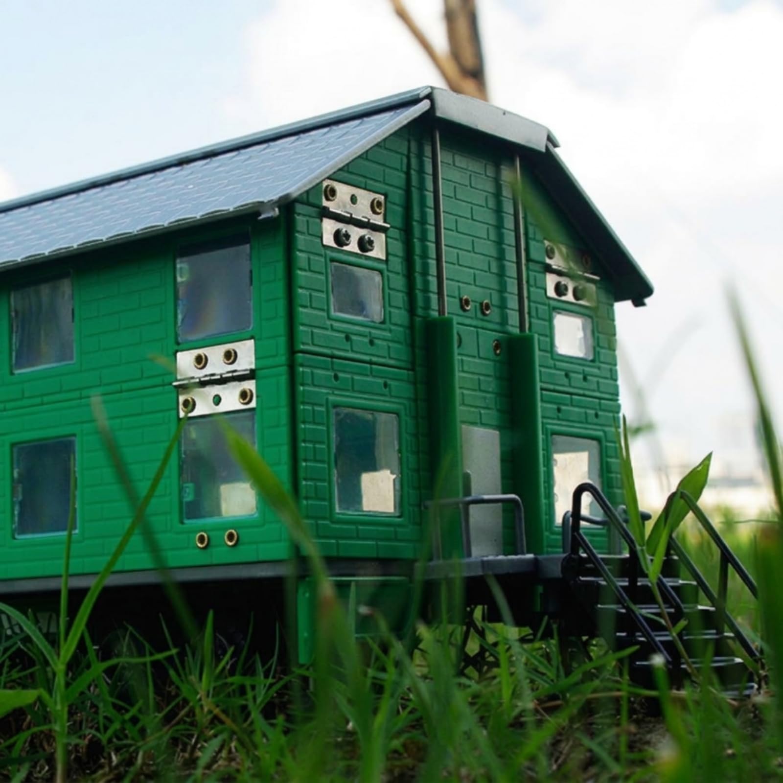 Vehículo de Aleación para Niños Camión Casa Rodante Miniatura Juguete Transformable Modelo Coleccionable con Carrocería Detallada Techo Plateado y