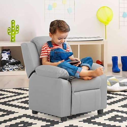 Miniatura 11 de HONEY JOY Silla reclinable para niños, silla de descanso 2 en 1 con almacenamiento para reposabrazos, reposapiés ajustable y reposacabezas, silla