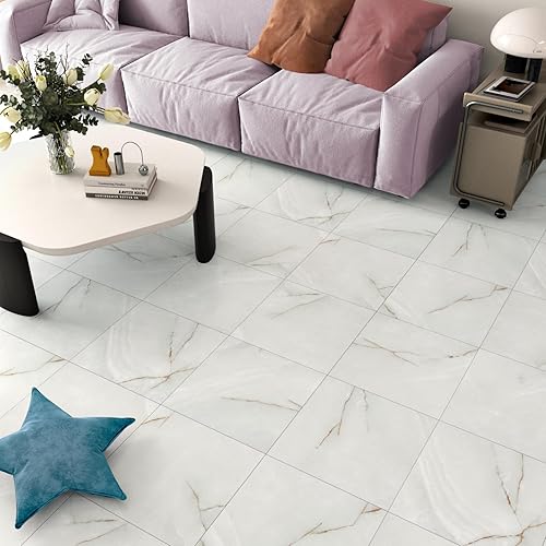 Miniatura 4 de Azulejos de vinilo de mármol blancogris para baño, láminas gruesas para sótano, cocina, dormitorio, autoadhesivas, paneles de azulejos, tablones