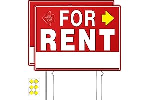 For Rent Sign with Stand, 18" x 14" Double-Sided Yard Signs with...