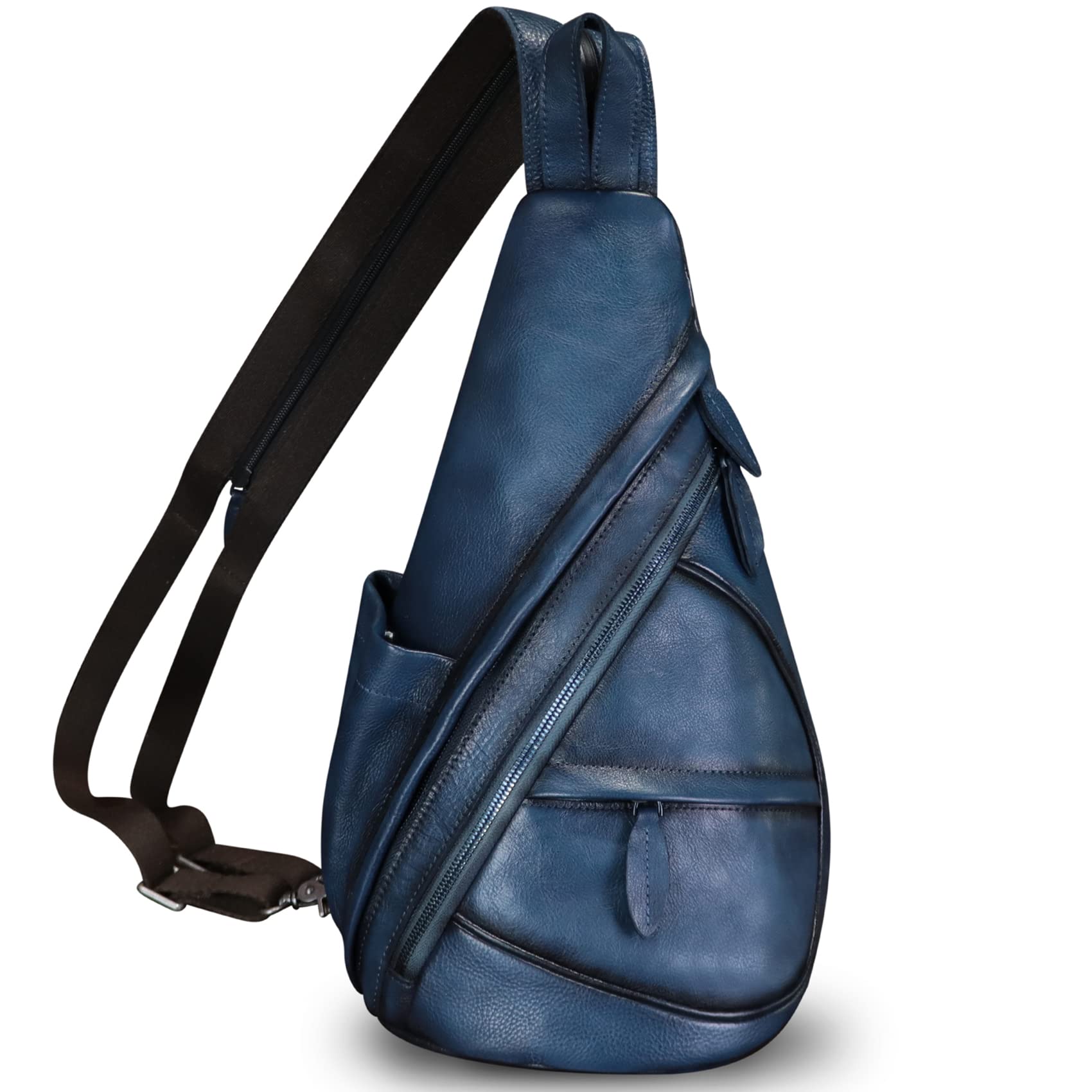 FEIGITOR Genuine Leather Sling Bag for Men and Women Leather Sling Backpack Purses Chest Bag Crossbody Shoulder Fanny Bag