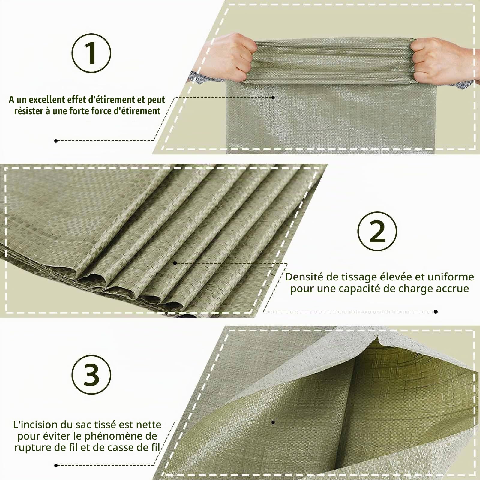 Sac Gravats Chantier 70x113cm - 15 Pcs pour Protection et Stockage des Déchets de Jardin
