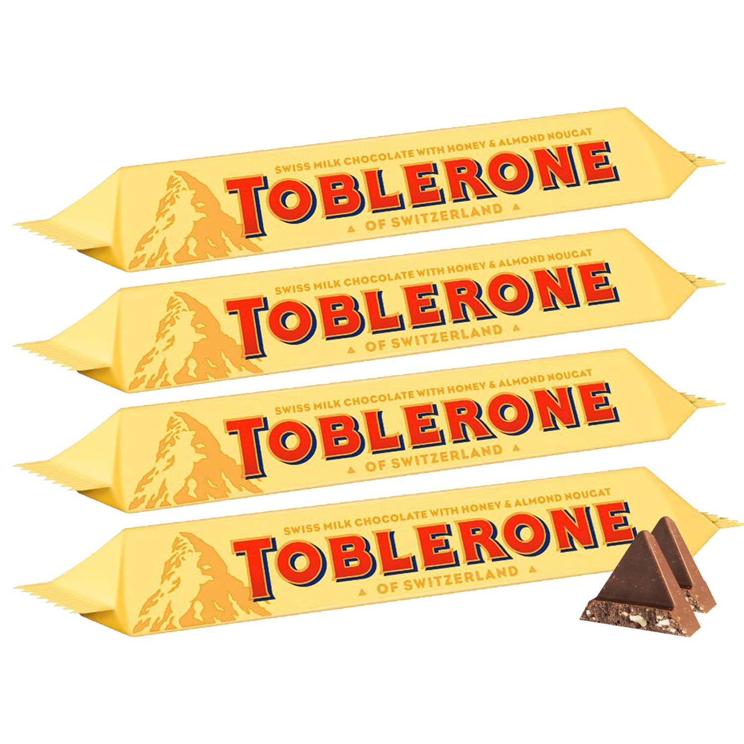 Toblerone Swiss Milk Chocolate With Honey And Almond Nougat Pack Of 4 Pouch, 4 X 50 G, 200 Gm