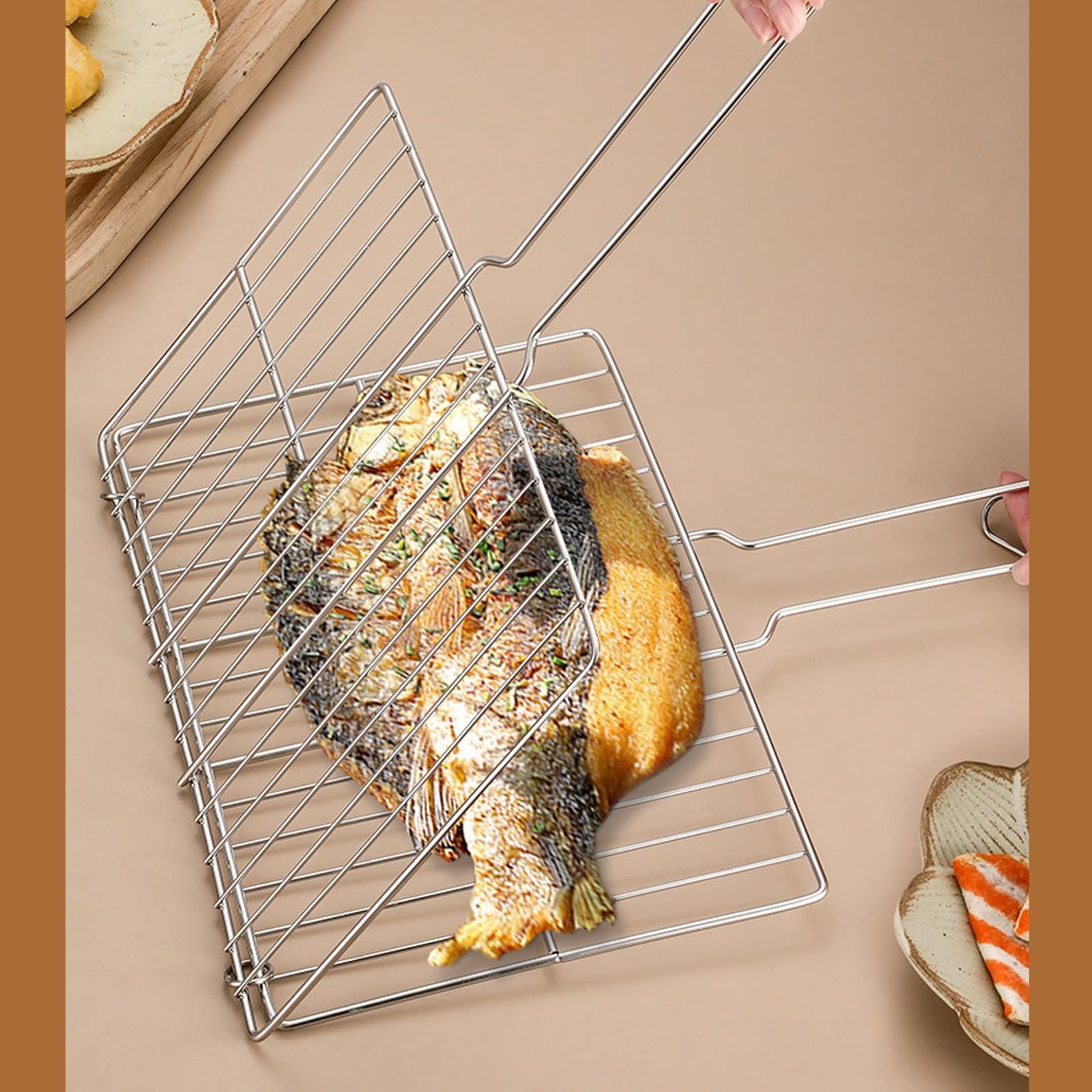 Generico carré di Pesce alla griglia Griglie Portatili Cestino per grigliate di Pesce Pescare graticola per Barbecue Cestino per Grigliare griglia per Verdure a Clip Manzo