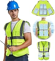PANGTIKU Ice Cooling Vest with 20 Gel Packs - High-Vis Reflective Safety Vest for Men Women, Motorcycle, MS, Outdoor Work